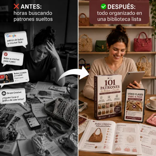 Comparación entre buscar patrones sueltos y tener una colección organizada de patrones de ganchillo
